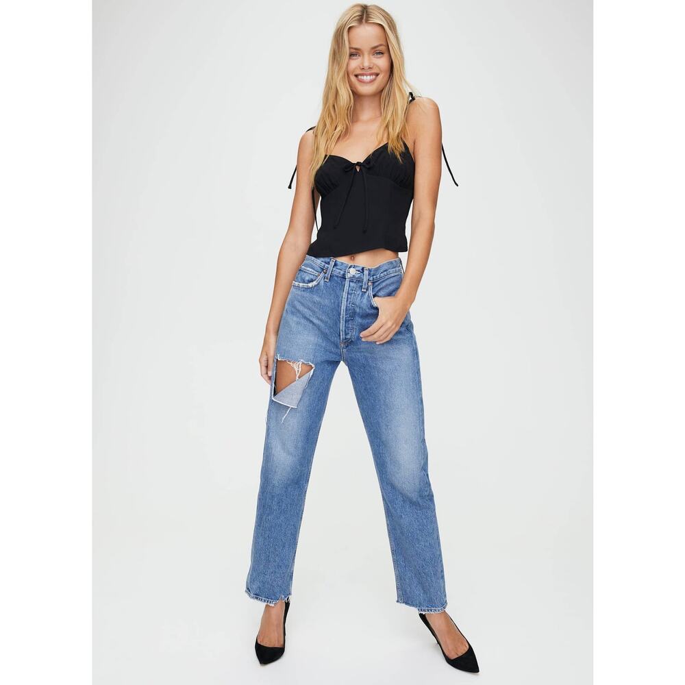 Agolde 90’s Loose Straight Fit Distressed Denim Blue Jeans Portal Size 25